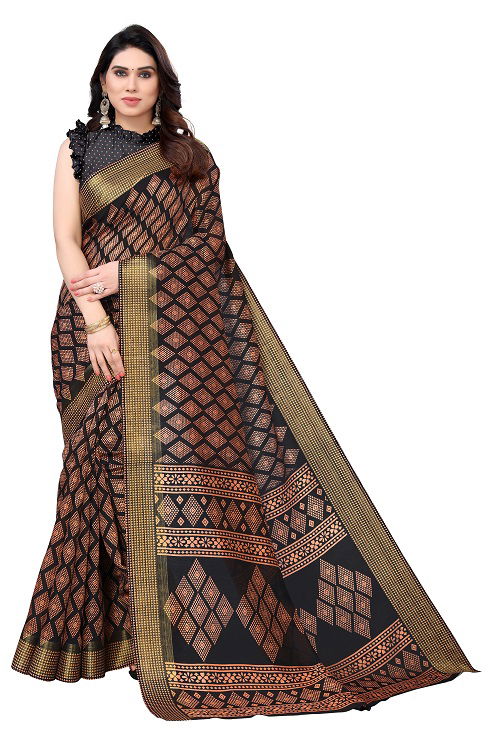 Zari Patta Gold 4 Handloom Regular Wear Wholesale Printed Sarees
